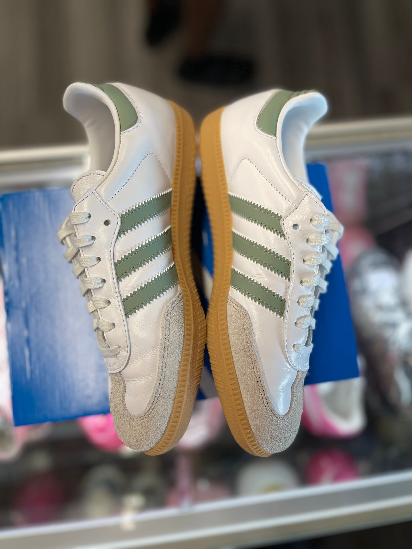 2024 Adidas Samba OG J "Cloud White Silver Green"