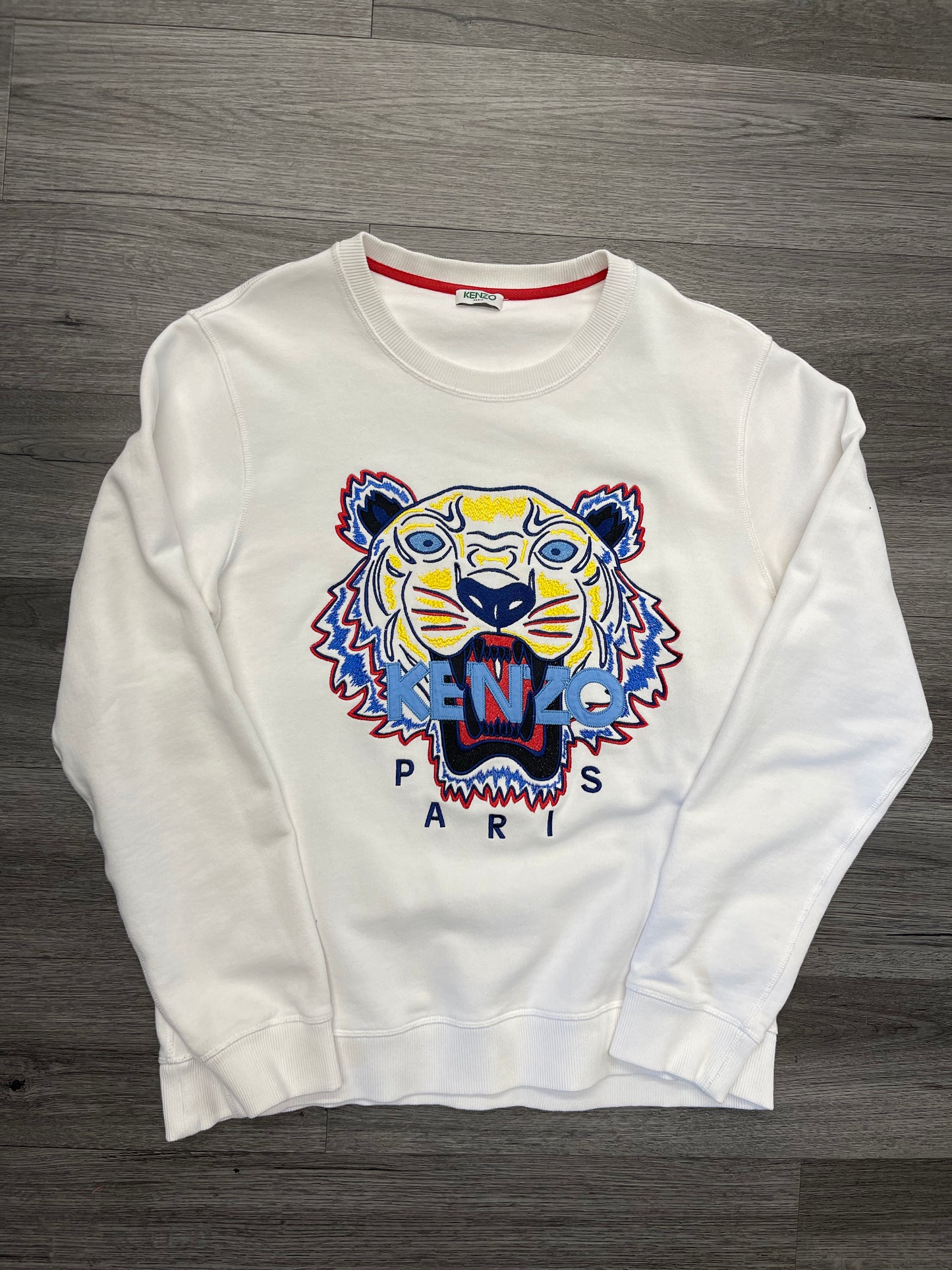 Kenzo Tiger Embroidered Sweater "White"