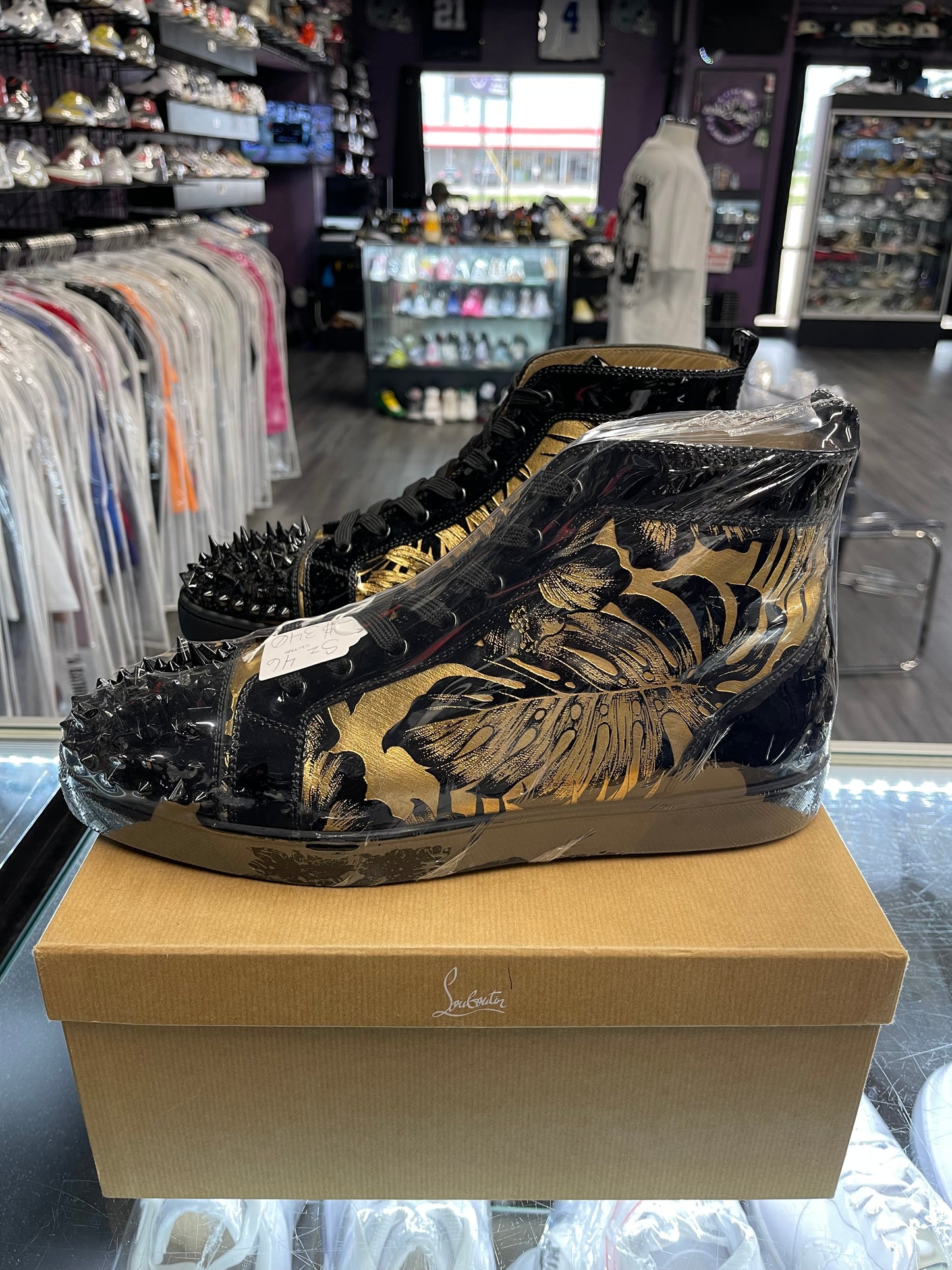 Christian Louboutin Lou Spikes Orlato Flat "Black/Gold"