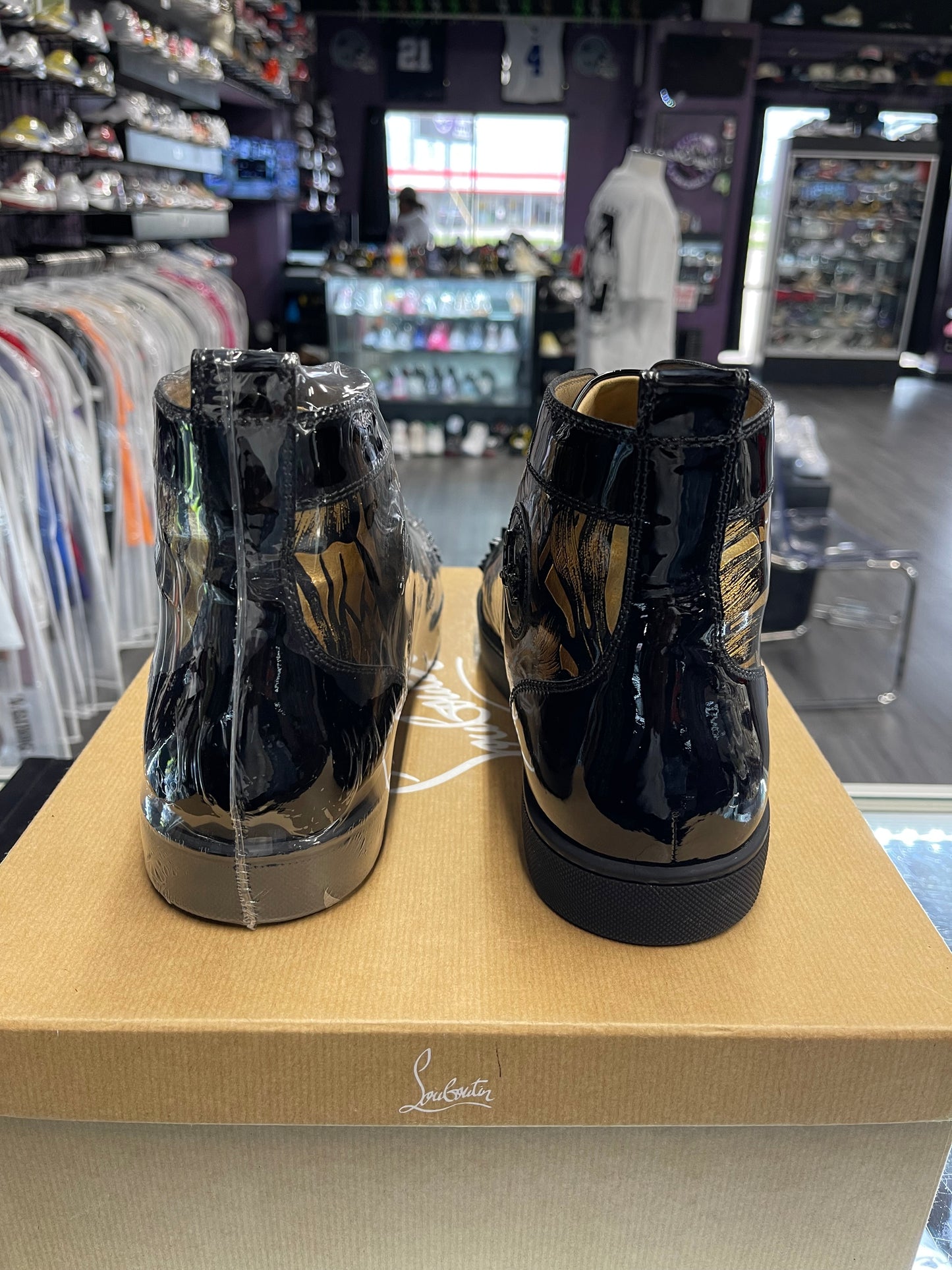 Christian Louboutin Lou Spikes Orlato Flat "Black/Gold"