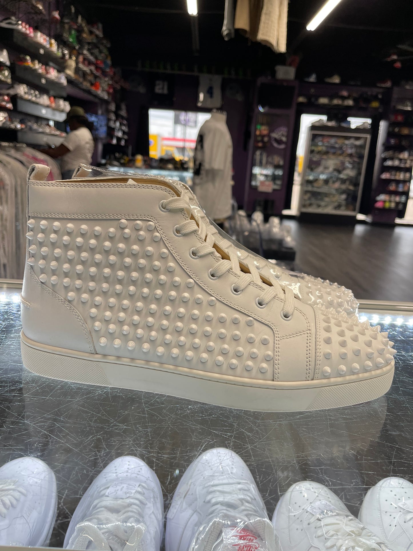 Christian Louboutin Louis Junior Spikes High "White"