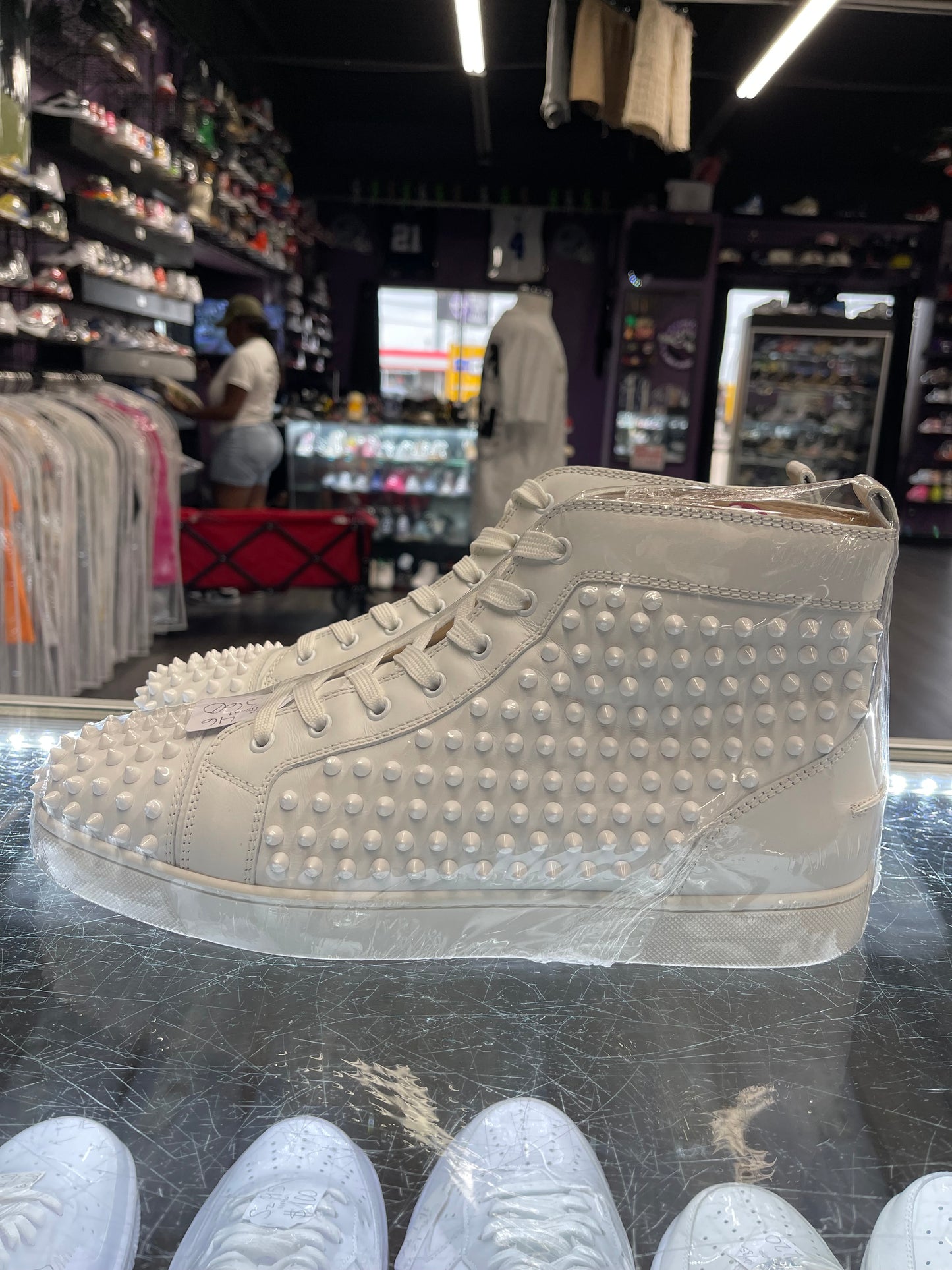 Christian Louboutin Louis Junior Spikes High "White"