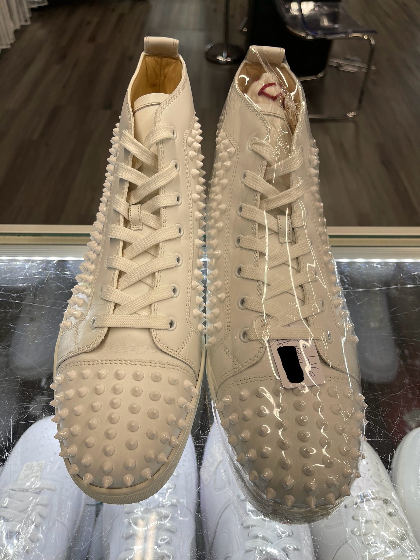 Christian Louboutin Louis Junior Spikes High "White"
