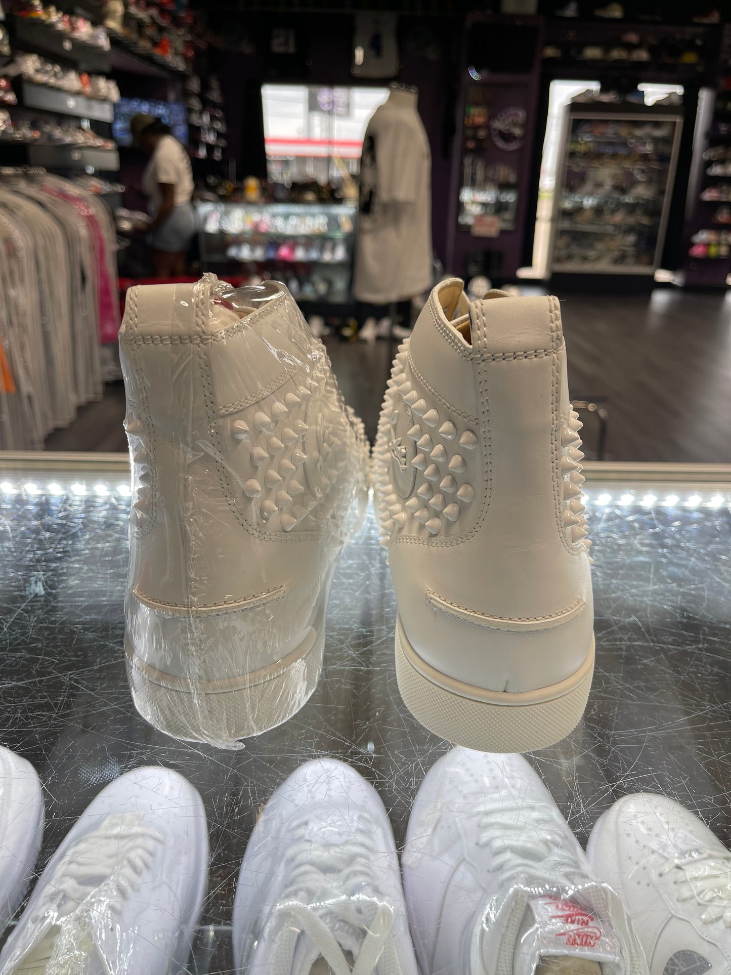 Christian Louboutin Louis Junior Spikes High "White"