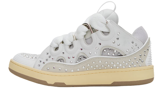 Lanvin Studded Leather Curb Sneaker "White"